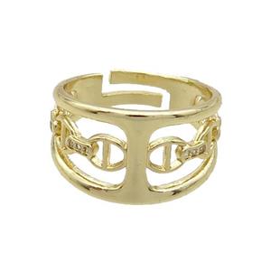 Copper Ring Pave Zircon Gold Plated, approx 12mm, 18mm dia [FN33640]