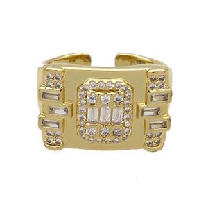 Copper Ring Pave Zircon Gold Plated, approx 14-20mm, 18mm dia [FN33641]