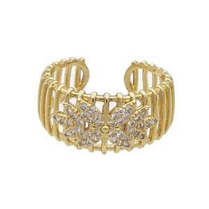 Copper Ring Pave Zircon Gold Plated, approx 10mm, 18mm dia [FN33643]