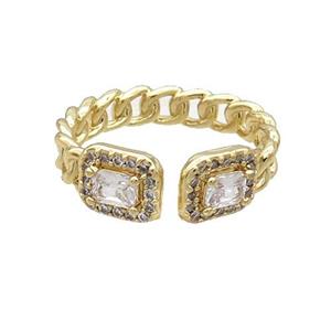 Copper Ring Pave Zircon Gold Plated, approx 7-8mm, 18mm dia [FN33644]