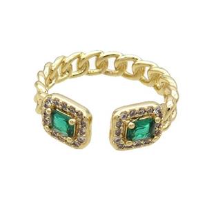 Copper Ring Pave Zircon Gold Plated, approx 7-8mm, 18mm dia [FN33646]