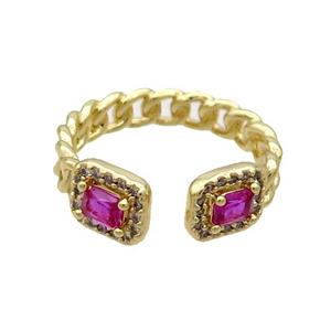 Copper Ring Pave Zircon Gold Plated, approx 7-8mm, 18mm dia [FN33647]