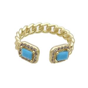 Copper Ring Pave Zircon Gold Plated, approx 7-8mm, 18mm dia [FN33648]