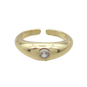 Copper Ring Pave Zircon Gold Plated, approx 7mm, 18mm dia [FN33649]