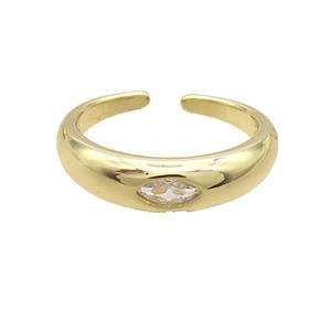 Copper Ring Pave Zircon Gold Plated, approx 7mm, 18mm dia [FN33650]