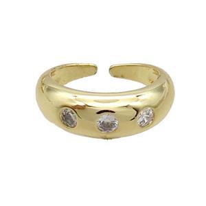 Copper Ring Pave Zircon Gold Plated, approx 7mm, 18mm dia [FN33651]
