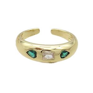 Copper Ring Pave Zircon Gold Plated, approx 7mm, 18mm dia [FN33652]