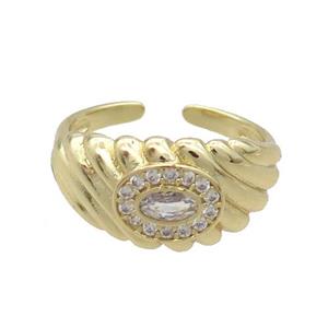 Copper Ring Pave Zircon Gold Plated, approx 10.5mm, 18mm dia [FN33653]
