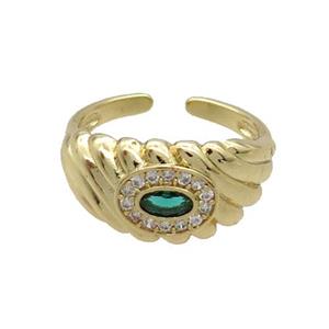 Copper Ring Pave Zircon Gold Plated, approx 10.5mm, 18mm dia [FN33654]
