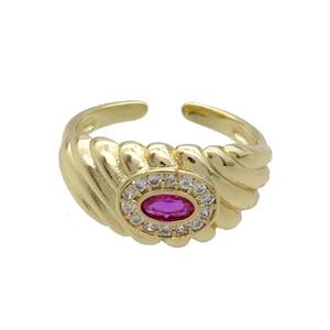 Copper Ring Pave Zircon Gold Plated, approx 10.5mm, 18mm dia [FN33655]