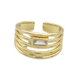 Copper Ring Pave Zircon Gold Plated, approx 12mm, 18mm dia [FN33656]