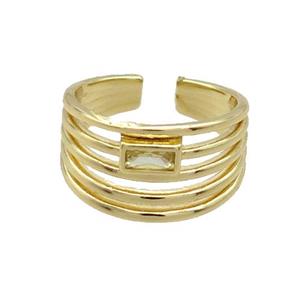 Copper Ring Pave Zircon Gold Plated, approx 12mm, 18mm dia [FN33657]