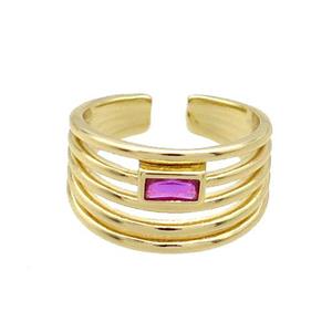 Copper Ring Pave Zircon Hotpink Gold Plated, approx 12mm, 18mm dia [FN33658]