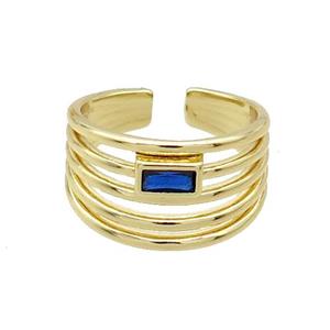 Copper Ring Pave Zircon Blue Gold Plated, approx 12mm, 18mm dia [FN33659]