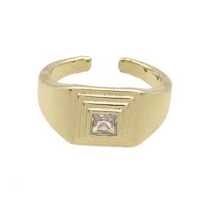 Copper Ring Pave Zircon Gold Plated, approx 10mm, 18mm dia [FN33660]