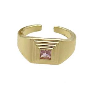 Copper Ring Pave Zircon Gold Plated, approx 10mm, 18mm dia [FN33661]