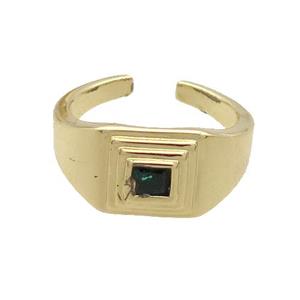 Copper Ring Pave Zircon Gold Plated, approx 10mm, 18mm dia [FN33662]