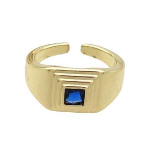 Copper Ring Pave Zircon Gold Plated, approx 10mm, 18mm dia [FN33663]