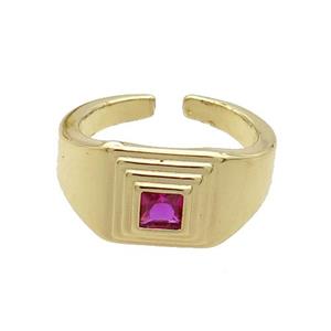Copper Ring Pave Zircon Gold Plated, approx 10mm, 18mm dia [FN33664]