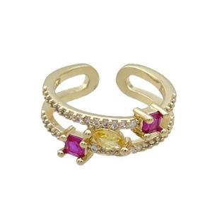 Copper Ring Pave Zircon Gold Plated, approx 7mm, 18mm dia [FN33671]