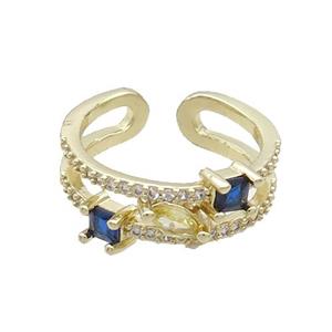 Copper Ring Pave Zircon Gold Plated, approx 7mm, 18mm dia [FN33672]