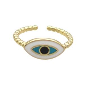 Copper Ring Enamel Evil Eye Gold Plated, approx 8-14mm, 18mm dia [FN33679]