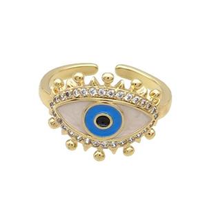 Copper Ring Enamel Evil Eye Gold Plated, approx 13-16mm, 18mm dia [FN33681]