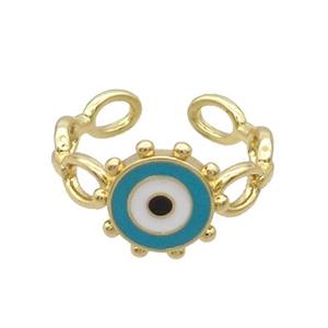 Copper Ring Enamel Evil Eye Gold Plated, approx 11mm, 18mm dia [FN33683]