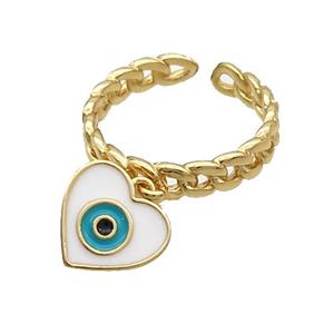 Copper Ring With Heart Enamel Evil Eye Gold Plated, approx 11mm, 18mm dia [FN33684]