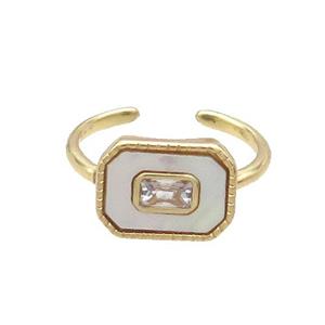 Copper Ring Pave Zircon Shell Gold Plated, approx 10-13mm, 18mm dia [FN33688]