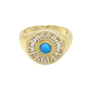 Copper Ring Pave Zircon Gold Plated, approx 14mm, 18mm dia [FN33695]