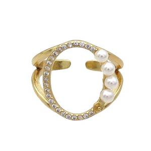 Copper Ring Pave Zircon Gold Plated, approx 17.5mm, 18mm dia [FN33696]