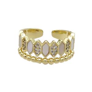 Copper Ring Pave Shell Zircon Gold Plated, approx 10mm, 18mm dia [FN33700]