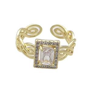 Copper Ring Pave Zircon Clear Crystal Gold Plated, approx 8-10mm, 18mm dia [FN33703]