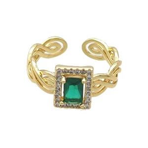 Copper Ring Pave Zircon Green Crystal Gold Plated, approx 8-10mm, 18mm dia [FN33705]