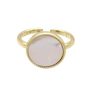 Copper Ring Pave Shell Gold Plated, approx 12.5mm, 18mm dia [FN33708]