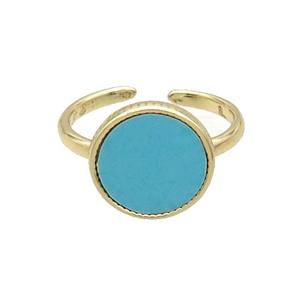 Copper Ring Pave Turquoise Gold Plated, approx 12.5mm, 18mm dia [FN33709]