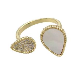 Copper Ring Pave Shell Zircon Gold Plated, approx 7.5-10mm, 10-14mm, 18mm dia [FN33710]