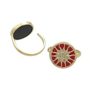 Copper Ring Pave Agate Zircon Sun Gold Plated, approx 16mm, 18mm dia [FN33719]