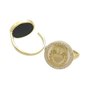 Copper Ring Pave Shell Zircon Gold Plated, approx 16mm, 18mm dia [FN33731]