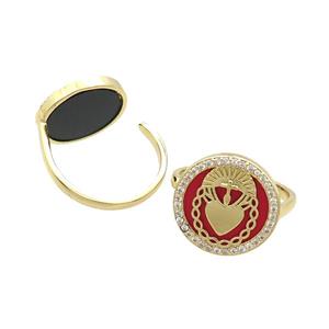 Copper Ring Pave Agate Zircon Gold Plated, approx 16mm, 18mm dia [FN33733]