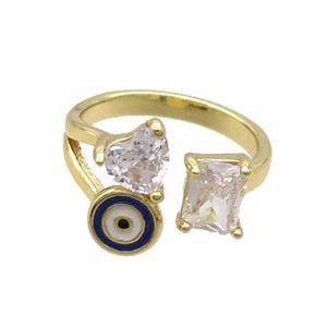 Copper Ring Enamel Evil Eye Gold Plated, approx 7mm, 18mm dia [FN33739]