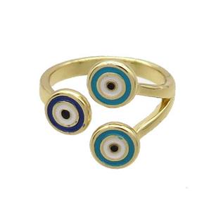 Copper Ring Enamel Evil Eye Gold Plated, approx 7mm, 18mm dia [FN33740]