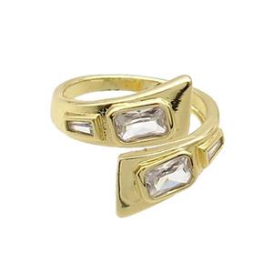 Copper Ring Pave Zircon Gold Plated, approx 4-8mm, 18mm dia [FN33741]