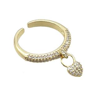 Copper Ring Pave Zircon Gold Plated, approx 6mm, 18mm dia [FN33743]