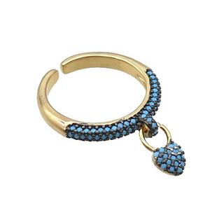 Copper Ring Pave Zircon Gold Plated, approx 6mm, 18mm dia [FN33745]
