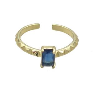 Copper Ring Pave Blue Crystal Gold Plated, approx 5-7mm, 18mm dia [FN33746]