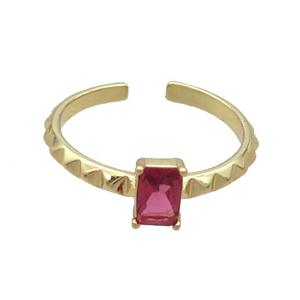 Copper Ring Pave Red Crystal Gold Plated, approx 5-7mm, 18mm dia [FN33747]