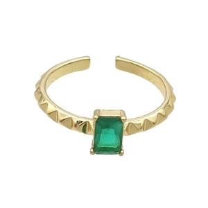 Copper Ring Pave Green Crystal Gold Plated, approx 5-7mm, 18mm dia [FN33748]