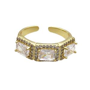 Copper Ring Pave Zircon Crystal Gold Plated, approx 7mm, 18mm dia [FN33749]